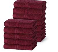 DARWEN STAR 12 Pack Cotton Face Cloths 30x30 cm - Soft Absorbent Wash Cloths for Face Cleaning, Baby Care & Makeup Removal, Quick Dry Flannel Towels Set (Wine)
