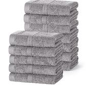 DARWEN STAR 12 Pack Multi-Purpose Cotton Face Cloths 30x30 cm - Soft Wash Cloths for Bathroom, Kitchen, Gym & Baby Use, Absorbent Quick Dry Towels Set (Light Grey)