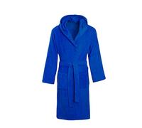 DARWEN STAR Bath Robe- Hooded Soft Towelling 100% Cotton Dressing Gown, Winter Bathrobe for Bath and Spa (UK, Alpha, L, XL, Regular, Regular, Blue)