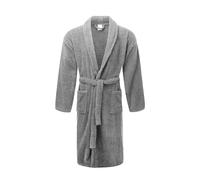 DARWEN STAR Bath Robe- Soft Towelling 100% Cotton Dressing Gown, Winter Bathrobe for Bath and Spa With Shawl Collar And Pockets (S/M, Silver)
