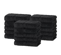 DARWEN STAR Flannel Face Cloth (30 x 30 cm) Soft Egyptian Cotton Face Cloths set,Highly Absorbent Quick Dry Makeup Remover Fingertip Face Cloth Towels (Black, 12)