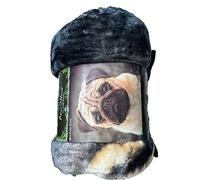 DARWEN STAR- Luxury Faux Fur Throw, Mink fleece throw Blanket/Sofa Throw/Bed Throw, Soft & Warm Blanket- Double &King (King(200 x 240cm), Pug Dog)