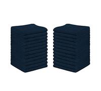DARWEN STAR Luxury Flannel Face Cloth Set 30 x 30 cm, 100% Ring Spun Cotton Premium Washcloth, Soft Feel Fingertip Towel (Navy Blue, 12)