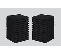 DARWEN STAR Luxury Flannel Face Cloth Set 30 x 30 cm, 100% Ring Spun Cotton Premium Washcloth, Soft Feel Fingertip Towel (Black, 12)