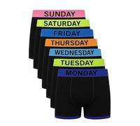 DARWEN STAR Men's 7-Pack Days of Week Boxer Shorts, Black with Colored Waistbands, Machine Washable Underwear (XXL)
