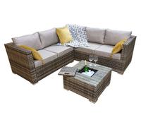 Darwin Corner Sofa in Nature Brown Weather-Resistant with Cover:With Cover