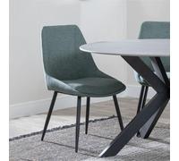 Darwin Dining Chair - Green Fabric - Black Legs