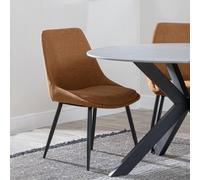 Darwin Dining Chair - Orange Fabric - Black Legs