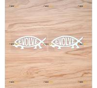 Darwin Fish Sticker Decal Vinyl Evolve Religion - 2 Pack White 10.2cm - for Car Boat Laptop Cup No Background Die-Cut
