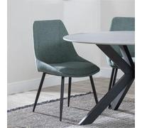 Darwin Green Fabric Dining Chair with Black Legs