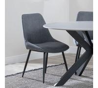 Darwin Grey Fabric Dining Chair with Black Legs