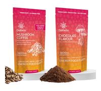 Darwin Mushroom Blend Chocolate Flavour Powder & Mushroom Coffee 3600mg, Lion's Mane, Chaga, Cordyceps, Maca Root & Ashwagandha, Vegan, Sugar-Free, Gluten-Free, Hot or Cold - Bundle Pack