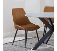 Darwin Orange Fabric Dining Chair with Black Legs