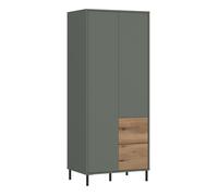 Darwin Wardrobe 2 Door 2 Drawer in Green/Oak