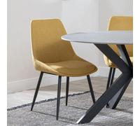 Darwin Yellow Fabric Dining Chair with Black Legs