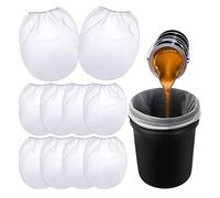 Daryunk 10Pcs Paint Strainer Bags, 1 Gallon Paint Liquid Filter Bags White Fine Mesh Bucket Strainer with Elastic Top Opening Paint Filtering Bag for Paint Gardening Hydroponics