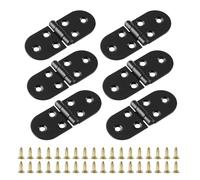 Daryunk 6 Pcs Folding Flip Hinges, Round Edge 180 Degree Zinc Alloy Small Door Hinge with Screws, for Folding Table Cabinet Wardrobe Doors Timber Wooden Box, Home Furniture Hardware, Black