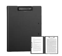 Daryunk A4 Clipboard Folder, A4 Foldable Clipboards with Two Clips File Document Organiser, for Business,Office,School or Restaurant(Black)