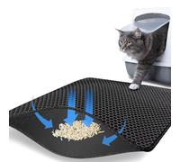 Daryunk Cat Litter Tray Mat, 45 × 60 cm Honeycomb Double Layer Cat Litter Mat, Cat Litter Collection Mat, Easy to Clean Non-Slip Cat Waste Tray Matt for Floor, Black
