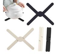 Daryunk Folding Silicone Trivet, 2 Pack Folding Pot Stand, Non Slip Heat Resistant Kitchen Pot Holder Pads Placemats for Hot Pans, Cup, Dishes