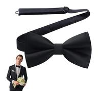 Daryunk Men's Bow Tie Classic Solid Color Pre-Tied Bow Tie, Adjustable Satin Tux Bowtie, for Weddings, Parties, and Events, Black