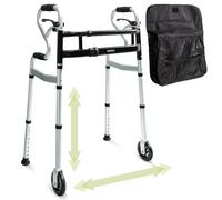 Darza R-Style Narrow Walkers with Storage Bag - Width Height Adjustable Walker, Lightweight Folding Walkers for Seniors Handicapped & Disabled, Up to 350 lbs