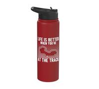 Das Leben ist Besser auf der Renntrcke Mini Car Drag Racing Stainless Steel Insulated Water Bottle