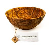 das Olivenholzbrett® Round Fruit Bowl, Wooden Bowl, Salad Bowl, Bread Bowl, Each Bowl May Deviate in Colour, Grain from Photo - 24 cm Diameter