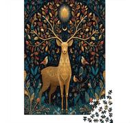 Das Reh Stand Im Wald Im Schutz Der Nacht Jigsaw Puzzles. 52x38cm/1000pcs Whimsical Challenge Toy for Educational Games Gifts
