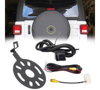 Dasbecan Backup Camera Compatible with 2007-2018 Jeep Wrangler JK Spare Tire Mount Rear View Reverse Camera, Adjustable Bracket, Removable Guidelines with OEM Monitor Adapter Heavy-Duty Metal Housing