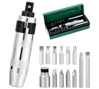 DASBET 13-Piece 1/2" Drive Manual Impact Driver Set, Reversible Hand Impact Screwdriver with Slotted, Hex & Phillips Bits for Rusted Screws and Stuck Bolts, Storage Case Included
