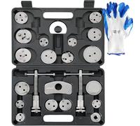 DASBET 24PCS Heavy Duty Disc Brake Caliper Tool Set and Wind Back Kit for Brake Pad Replacement Front & Rear Brake Piston Rewind Tool with Storage Case & One Pair of Glove(Black)