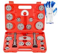 DASBET 24PCS Heavy Duty Disc Brake Caliper Tool Set and Wind Back Kit for Brake Pad Replacement Front & Rear Brake Piston Rewind Tool with Storage Case & One Pair of Glove(Red)