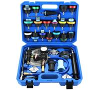 DASBET 28PCS Pressure Leakage Tester Vacuum Cooling System Purge Coolant Refill Tool Kit, Universal Automotive Water Tank Leak Test Detector Compatible for Many Vehicles