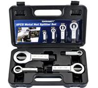 DASBET 4PCS Metal Nut Splitter Set Heavy Duty Nut Splitter Kit Splitter Breaker Manual Pressure Nut Cracker Remover Extractor Tool Black Corroded Stuck Screw Nut Removal Splitting Tools