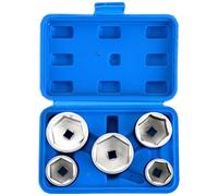 DASBET 5PCS Oil Filter Cap Wrench Socket Set 3/8" Drive Low Profile Oil Filter Socket Set Oil Filter Cap Removal Tool Set 24mm 27mm, 32mm, 36mm, 38mm