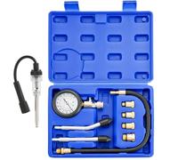 DASBET 9PCS Compression Tester Kit with Spark Plug Tester | Engine Compression Testing Tool Petrol 0-20 Bar & 0-300 psi Car and Motorcycle Engine Testing Tools for Cylinder Pressure Gauge (Blue)