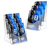 DASBET Acrylic A4 Brochure Holder,2 Pack 3-Tier Leaflet Holder Desktop & Wall Mounted Document Brochure Stand A4 Portrait Display Stand for Magazine, Pamphlet, Flyer, Leaflet, Literature