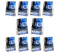 DASBET Acrylic Brochure Holder,A5 Perspex Display Holder 10 Pack Leaflet Display Stand Plastic Pamphlet Rack Clear Wall Mount Brochure Storage Rack for Magazine, Pamphlet, Booklets 10 Pack(A5)