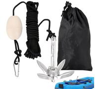 DASBET Folding Kayak Anchor 1.5 lb / 0.67 kg Compact Grapnel Anchor Kit | with 12 m Rope, Portable Boat Anchor for Kayaks, Paddle Boards, Canoes, Jet Skis & Fishing Boats