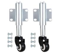 DASBET Spring Loaded Gate Wheels 2 Inch Heavy Duty Swivel Caster 110lbs Capacity Retractable Casters for Yard Fence, Garden Wooden Gate (4 Holes) (2)