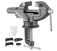 DASBET Table Vise Universal 3 Inch Work Bench Vice Clamp 360°Swivel Base Bench Clamp Home Vise Clamp for Woodworking, Metalworking,Handcraft Creations, Cutting Conduit, Drilling