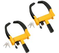 DASBET Wheel Lock 2 Pack Anti-Theft Wheel Clamp for Cars Caravans Trailers Heavy Duty Car Clamp with 3 Keys Adjustable Security Tire Lock Fits 7-11" Width Tyres (Black)