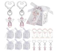 Dasbsug 24 Pieces Keychain Kits Wedding Communions Confirmation Gift Heart Shape Butterfly Holder For Creative Project Holder