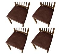 Dasbsug 4 Piece Velvets Elasticated Seat Covers Breathable Polyester Fiber Universals Size Dining Chair Cushion Protectors Elastic Dining Chair Cushion Protectors