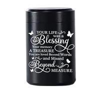 Dasbsug Artistic Tiny Pet Urn Stainless Steel Cremation Container Butterfly Tree Engraved Memorial For Tributes Pet Memorial Gift Stainless Steel