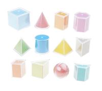 Dasbsug Clear Colorful Geometric Shapes Building Blocks Assembly Block Game Toy For Kid Preschoolers 3＋Developing Math Skills Early Childhood Education