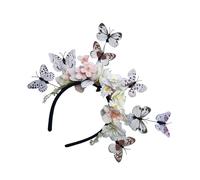 Dasbsug Colorful Butterfly Flower Crowns Headpiece Ethnic Adjustable Hairhoop For Christmas Derby StPatricks Celebration Party Butterfly Flower Fascinator