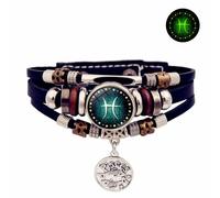 Dasbsug Glowing 12 Constellations Night-Luminous Faux Leather Adjustable Jewelry For Astrology Enthusiasts PU Leather Constellations
