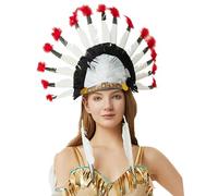 Dasbsug Indian Hairband Carnivals Party Headband FatTuesday Feathered Hairhoop For Stage Perfromances Cultural Celebration Party Theme Headdress